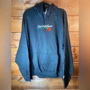 “Get Well Soon” Black Hoodie with Rose Embroidery